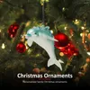Figurines décoratives 1 / 2pcs Christmas Dolphin Dolphin Decoration Glitter Glitter Verre Holiday Tree suspension des ornements d'animaux 3D