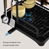 Przechowywanie kuchni 2 -poziomowe do naczyń stojak z tacą kroplową 360Degree Sconeble Drenal Cutting Stack Organizer Uchwyt zastawy stołowej