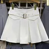 Röcke plissierte Rock für Frauen A-Line Solid gestaltet Belt Streetwear Korean Style Anti-befreit Office Lady Mini Sommer Dropship