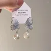 Dangle Ohrringe Eingelegtes Zirkonblau Pink Kristall Schmetterling Frauen Persönlichkeit Fashion Wassertropfen Hochzeit Schmuck Geburtstag Geschenk