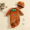 Rompers Born Baby Gingerbread Man Hat Christmas Lovely P Long Sleeve Footed tute per bambini in costume da ragazzo 221115 Delivery Delivery Dhll9