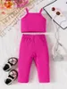 Ensembles de vêtements d'été 2 pièces bébé filles mode décontractée couleurs de couleur suspension pantalon confortable hremptable mignon extérieur ensemble