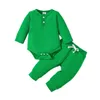 Set di abbigliamento da 0 a 18 anni baby boy green diamond tovallo in tessuto a maniche lunghe pannelli da pagliaccio set