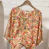 Damesblouses bedrukte vrouwen zomer coole dunne bloemen shirts dame roze rode tops