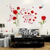 Duvar çıkartmaları Yatak Odası Ev Dekorasyon Kırmızı Güller Çiçekler Duvar Resmi Duvar Kağıdı PVC 98X147cm Oturma Odası 1 PC Çıkartma