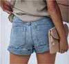 Women's Jeans Summer Women Ripped Washed Hole Hight Waist Denim Pants European And American Casual Tight Five-point Stitch Street Shorts