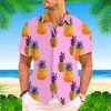 Men's Casual Shirts Fruit Printing Short Sleeve Shirt Trend Summer Loose Elegant Man Clothes Hawaiian Resort Style Top Roupas Maculinas