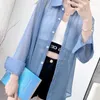 Women's Blouses Summer Long Sleeve Chiffon Blouse See Through Shirt Mid-length Sunscreen Cardigan Air-conditioned Shirts Thin Tops 26892