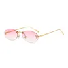 Lunettes de soleil Elbru femmes hommes métal monnaie sans gradient ovale verres de soleil mode diamant lettre uv400 lunettes