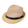 Bérets Wide Brim Men Paille Panama Hat Fashion Brethable Suncreen Summer Plack Cap de plage Soleil Léger