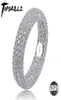 Jakość 925 Srebrny pierścień znaczkowy Pełny zamarznięty z cyrkonu sześcienne Pierścionki zaręczynowe kobiety Charge Biżuteria na prezenty Y07236268037