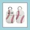 Keychains Baseball Lip Balm Keychain Holder Neoprene Large Rec Softball Key Ring Chapstick Sleeve Boys Girls Ball Season Sports Drop Dhwtp