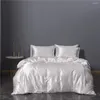 Beddengoed stelt drie delen set quilt cover pure kleur zijdeachtige luxe luxe