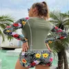 Womens Swimwear Sexy Bikini Woman Beach Swim Wear Summer Swim Suit Design Printing Long Sleeve Swimsuit Boxers Sets