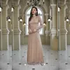 Party Dresses Luxury Sparkle Pink paljett Kvinnor Kväll Sexig Deep V-ringar Elegant Long Sleeves Golvlängd Vestidos Robes