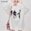 Mens Hoodies Duomofu Y2k Aesthetic Graphic Grey Sweatshirts Women Korean Style White Long Sleeve Pullover Harajuku Streetwear Oversize Tops 240412