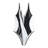 Swimwear Women 2024 Patchwork Imprimé un morceau de maillot de bain Femme Sexy V-cou en V Backless Bikini Strap ajusté Ajustement