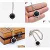 Pendant Necklaces 14Mm Lava-Rock Bead Necklace Aromatherapy Essential Oil Diffuser Black Lava Jewelry For Women Best Gift Drop Deliver Dhv1B