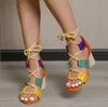 Women's sandals Summer Fashion Thick Heel High Heels Open toe strap High heeled sandals with wrapped heels Sexy classic color blocking women's shoes