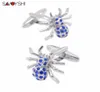 Savoyshi Novelty Spider gemelli per cuffi da uomo Bottoni di alta qualità Blu Crystal Links Gift Brand Fashion Jewelry2141522