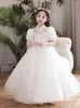Girl Dresses Children's Piano Performance Dress Little Host Princess Birthday Party Flower White Veil