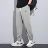 Casual Mens Cargo Pants Baggy Bunching Feet Elastic Midje Drawstring Trousers Fashion Man Gray Jogging Streetwear Sweatpants 240412