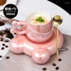 Muggar 300 ml Lys Luxury Handle Mug Bear Office Study Ceramic Water Cup Coffee Milk och Set Nordic Home Decoration