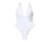 Deep V White Throg Tanga Badeanzug Frauen ein Stück Badeanzug BodySuit7181381
