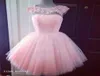 Vestido de baile de baile rosa de princesa curta lindas tule tule women usa ocasião especial vestido de noite gomn5770695