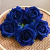 Decorative Flowers 5Pcs Wine Red Rose Artificial Silk Flower Heads Home Wedding Christmas Wreath Scrapbook Cake DIY Decor Fake