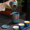 Zestawy herbaciarni Kreatywny ceramiczny przenośny zestaw herbaty jeden garnek Trzy filiżanki Przeciwdziała podróży