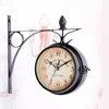 Wall Clocks 2024 Est Charminer Black Vintage Decorative Double Sided Metal Clock Station Hanging