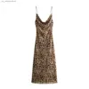 Grundläggande casual klänningar Nya Leopardtryck Sling Maxi Dress for Women 2024 Summer Elegant Backless Slveless Slip Long Dress Female Party Vestidos 1 T240415