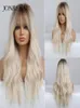 Синтетические парики Jonrenau Wavy Blonde Platinum для женщин с челкой Ombre Dark Long Wig Party Daily Theatepaintaint Hair5108689