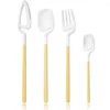 Dinnerware Sets 4Pcs Matte Cutlery Set Stainless Steel Flatware Western Knife Fork Coffee Spoon Yellow Silver Kitchen Tableware