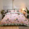 Beddengoed sets Koreaanse stijl mooie patroonset 3-4 pcs zacht katoenen bedrok Rekter Cover Pillowcase voor kinderen meid