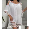 Vestido de natação de roupas de banho feminina para mulher e túnica feminina praia de túnica verão 2023 Roupas pareo vestidos boho cape bamboo goto solto dell dh6yz