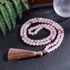 Kralen kettingen 8 mm natuurlijke rhodolite rooskwarts ketting set meditatie yoga spirit sieraden 108 japa mala rozenkrans met om hanger dr.
