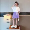 Clothing Sets Summer Casual Baby Girl Clothes 2Pcs Set Short Sleeve Cartoon T-Shirt Skirt For Outfits 5 7 9 11 13 Year