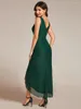 Party Dresses Gorgeous Evening High-Low Ruffle Mermaid With V-Neck Midi Length 2024 Ever Pretty Of Dark Green Wedding Guest Dress