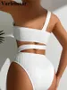 Women's Swimwear 2024 Sexy Asymmetric One Shoulder Cut Out Piece Swimsuit Women Female High Leg Bather Bathing Suit Swim V5465