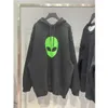 High quality designer clothing Paris alien fluorescent printed mens womens hooded fleece hoodie long top