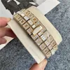 Mosang Stone Diamond Watchカスタマンの高品質の動きでカスタマイズされた高級メンズ3ピンクォーツウォッチ