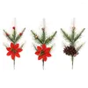 장식용 꽃 인공 붉은 베리 가지 가짜 소나무 바늘 꽃꽂이 크리스마스 트리 장식 홈 DIY 장식