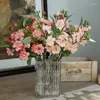 装飾的な花6PC/セットリードCamellia Silk Home Table Table Decoration Flower Arranchementsの束を置く