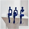 Decorative Objects Figurines Figures Home Accessories Flocking Blue Figure Ornaments Study Room Decoration Living Decor 230816 Dro Dho53