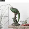 التماثيل الزخرفية الإبداعية محاكاة غابة سحلية تمثال تمثال الحلي راتنجات الحيوانات النحت نحت غرفة المعيشة الحرف الحديثة