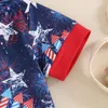 Kleidungssets Baby Boy 4. Juli Outfits Kurzarm Feuerwerk Star Print Tops Shorts Set Sommerkleidung