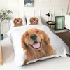 Yatak Setleri 3D Yatak Teşerleri Kumaş Sevimli Gog Desen Çifti Yastık ile Yumuşak Sıcak Yorgan Kapağı Çift Doona Chichildren'in Bedd