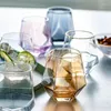 Copos de vinho 300 ml hexagonal diamante face vidro personalidade criativa de cristal colorido home water bar uísque